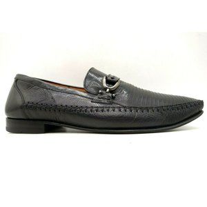 Mezlan Black Genuine Lizard Skin Slip On Dress Loafers Shoes Men's 8 M